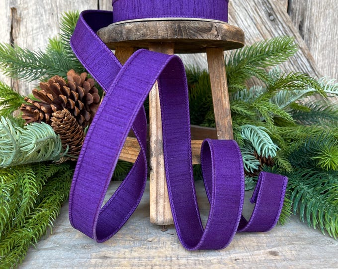1” Purple Amethyst Dupion Ribbon, Farrisilk ribbon, wired ribbon, Jewel Tone Ribbon, Halloween Ribbon, Purple ribbon, RK608-72