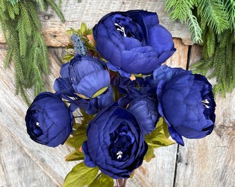 Pivoine bleu roi 20 pouces, Pivoine artificielle, Pivoine bleue, Fleurs de printemps, Fleurs artificielles, Fourniture couronne, Fournitures créatives, 63220-RO.BL