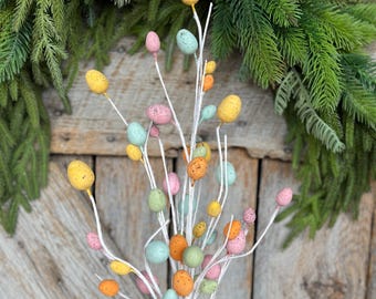 25" Easter Egg Floral Spray, Pastel Egg Pick, Spring Easter Decor