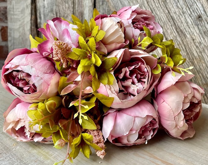 Mauve Blush Peony, Fall Floral Bush, Artificial Floral Bush, Mauve Peony Bush, Fall Flowers, Fake Flowers, Wreath Supply, Craft Supply