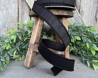 1" Black Dupion Ribbon, Farrisilk Ribbon, Wired Ribbon, Black Narrow Ribbon, Spring Ribbon, Halloween Ribbon, Designer Ribbon, RK608-92
