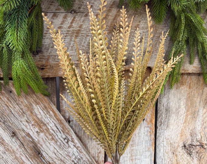 18" Fall Beaded Greenery Bush, Beige Colored Greenery Bush, Fall Greenery
