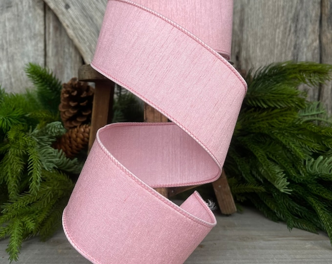 2.5” Rose Pink Dupion Ribbon, Farrisilk ribbon, wired ribbon, Spring Ribbon, Easter Ribbon, pink ribbon, Pastel Ribbon, RK609-22, Wreath