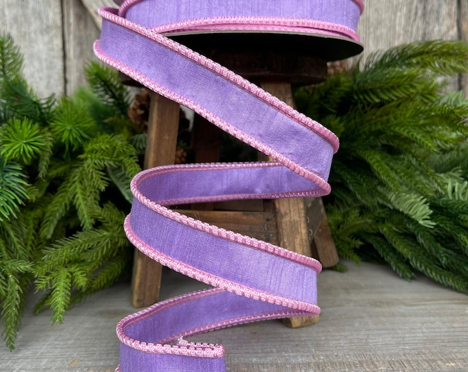 1" Lavender Sherbert Cord Ribbon, Farrisilk Ribbon, Purple Pink Ribbon, Narrow Ribbon, Wired RIbbon, Designer Ribbon,Spring RIbbon, RK531-70