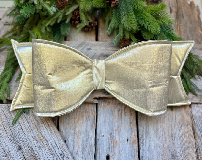22" Gold Metallic Bow, Oversized Bow, Christmas Wreath Bow, Gold Bow, Large Bow, Christmas Decor, Farrisilk Bow, RK760-50