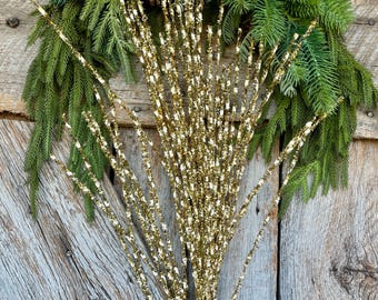 36" Gold Spray, Gold Christmas Spray, Christmas Tree Spray, Christmas Tree Topper Spray, Christmas Picks and Stems, 65316-GOLD
