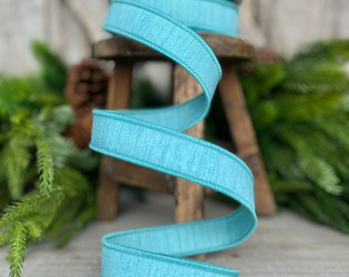 1” Light Blue Dupion Ribbon, Farrisilk ribbon, wired ribbon, Christmas Ribbon, Blue Christmas, Blue ribbon, Light Blue Ribbon, RK608-16