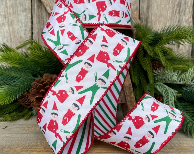 2.5" Elf Ribbon, Christmas Ribbon, Christmas Tree Elf Ribbon