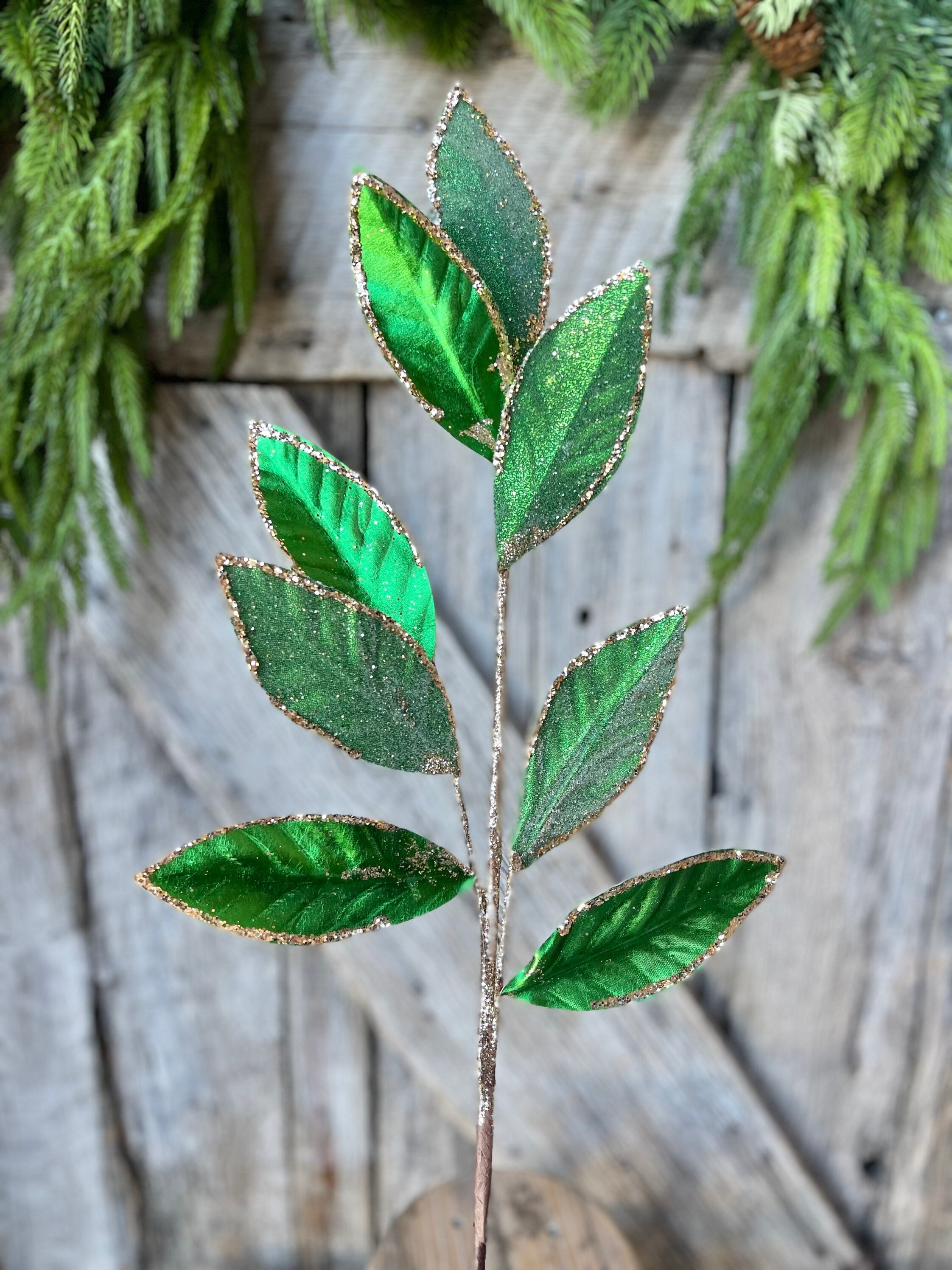 Green Christmas Spray, Christmas Leaves Spray, Christmas Floral Stem