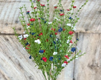 21" Patriotic Flowering Bush, Artificial Floral Bush, Red White Blue Floral, Floral Bush, Wreath Supply, Floral Supply,Patriotic Decor,82394