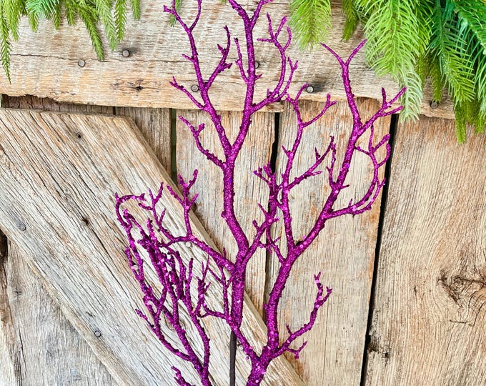 31" Purple Glitter Twig Halloween Spray, Purple Spray, Halloween Floral Stem, Halloween Spray, Picks and Stems, Purple, 57266PU