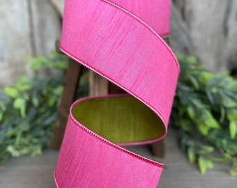 2.5” Bubblegum Pink Ribbon, Farrisilk ribbon, wired ribbon, Spring Ribbon, Pink Ribbon, Pink ribbon, Spring Greenery RK596-14