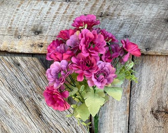 20" Pink Zennia Bush, Hot Pink Floral, Pink Purple Floral, Fuchsia Zennia Bush, Artificial Floral Bush, 97204