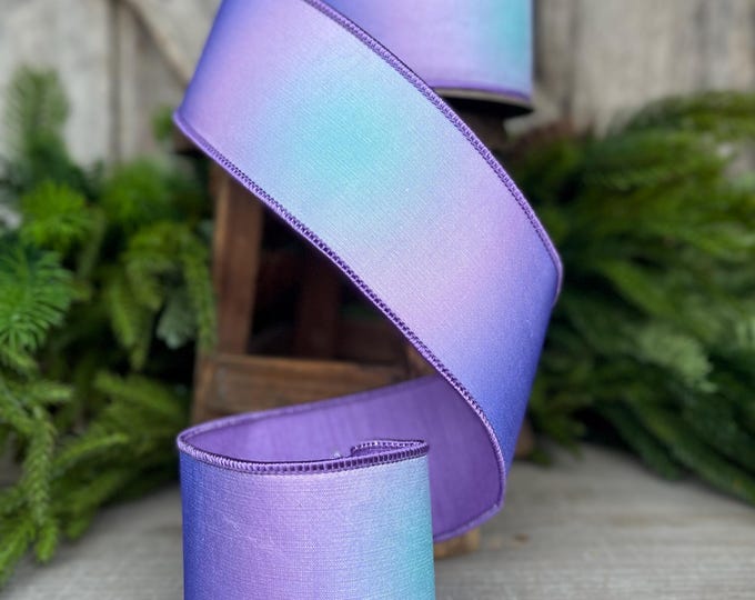 2.5" Lavender Prismatic Ribbon, Farrisilk RIbbon, Purple Wired RIbbon, SPring Ribbon, 2 Tone Ribbon, Ombre Ribbon, Designer Ribbon, RK565-70