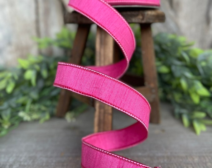1” Pink Dupion Ribbon, Farrisilk ribbon, wired ribbon, Christmas Ribbon, Easter Ribbon, pink ribbon, Pastel Ribbon, RK608-14, Pinkmas RIbbon