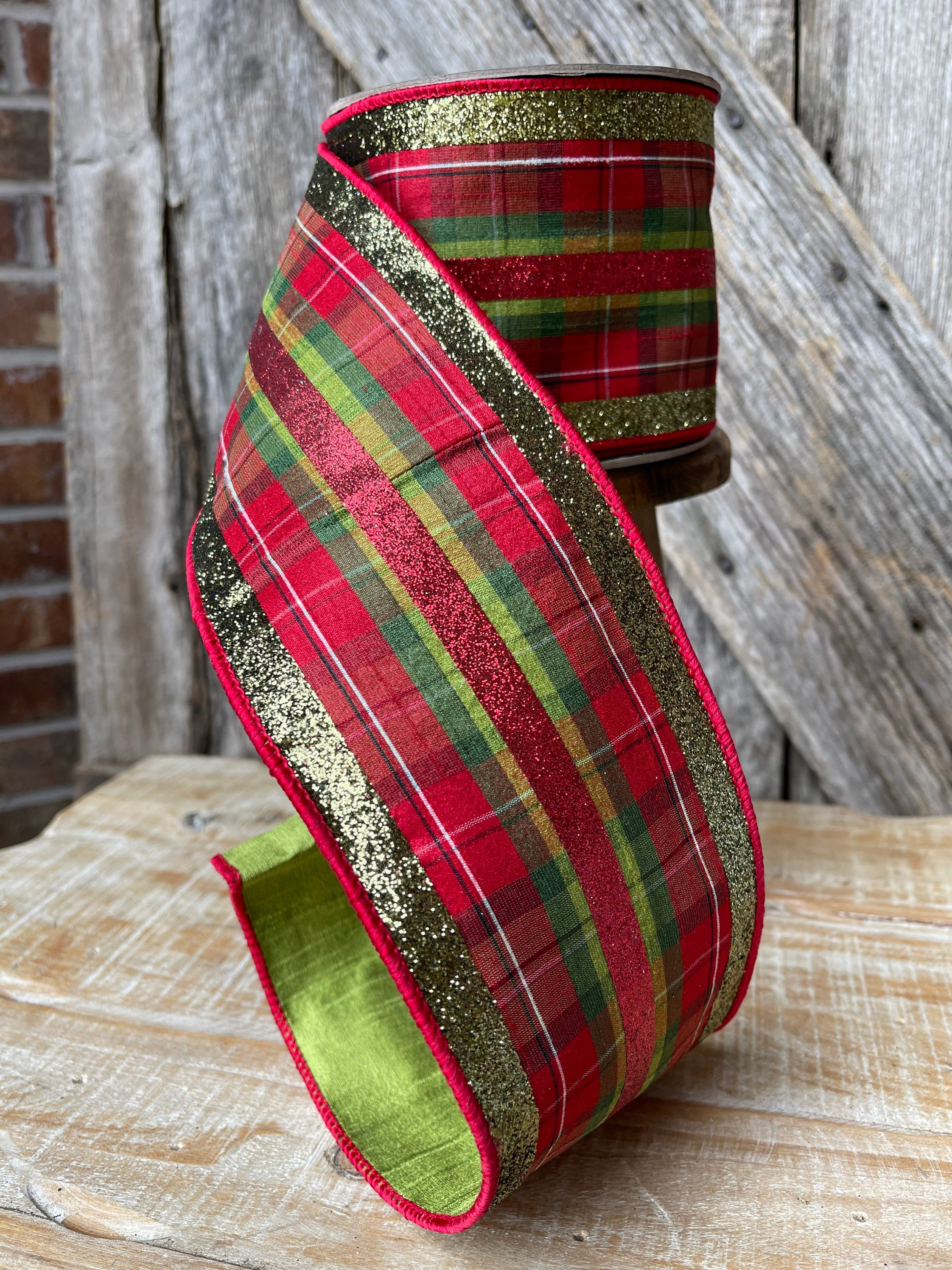 Christmas ribbon Christmas tree ribbon red plaid ribbon Etsy