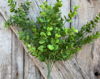 21" Eucalyptus Greenery Bush, Plastic Greenery Bush, Wreath Greenery, Spring Greenery Bush, Artificial Greenery Bush, 84816-FROSTED