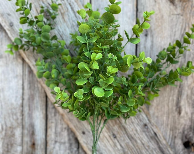 21" Eucalyptus Greenery Bush, Plastic Greenery Bush, Wreath Greenery, Spring Greenery Bush, Artificial Greenery Bush, 84816-FROSTED