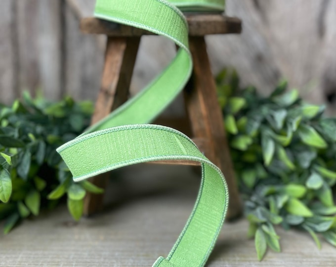 1" Mint Green Ribbon, Farrisilk Shabby Silk, 1 inch ribbon, mint ribbon, mint ribbon trim, wired ribbon, wreath supply, floral supply