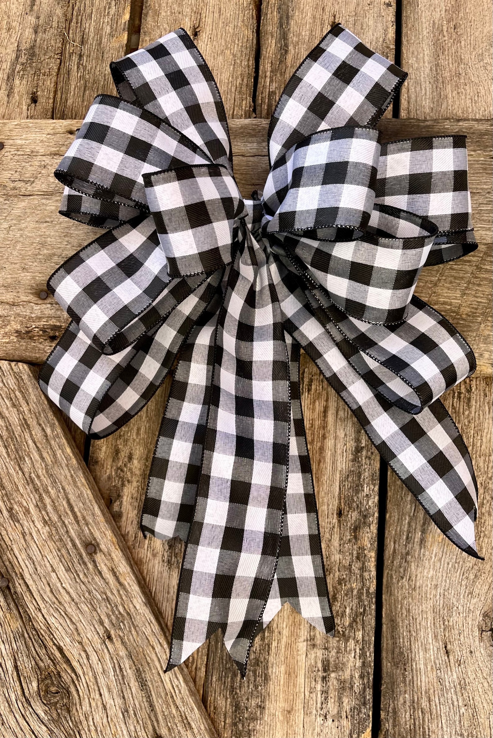 Black and White Check Bow Wreath Bow Black White Bow Spring Etsy
