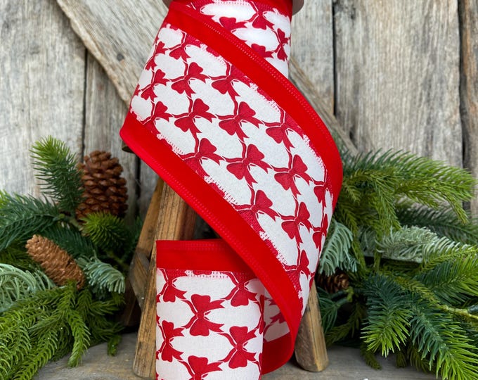 4" Coquette Bright Red Bow Ribbon, Red Bow Ribbon, Red Christmas Ribbon, Christmas Gift Wrap Ribbon, Ribbon for Tree, Ribbon for Bows