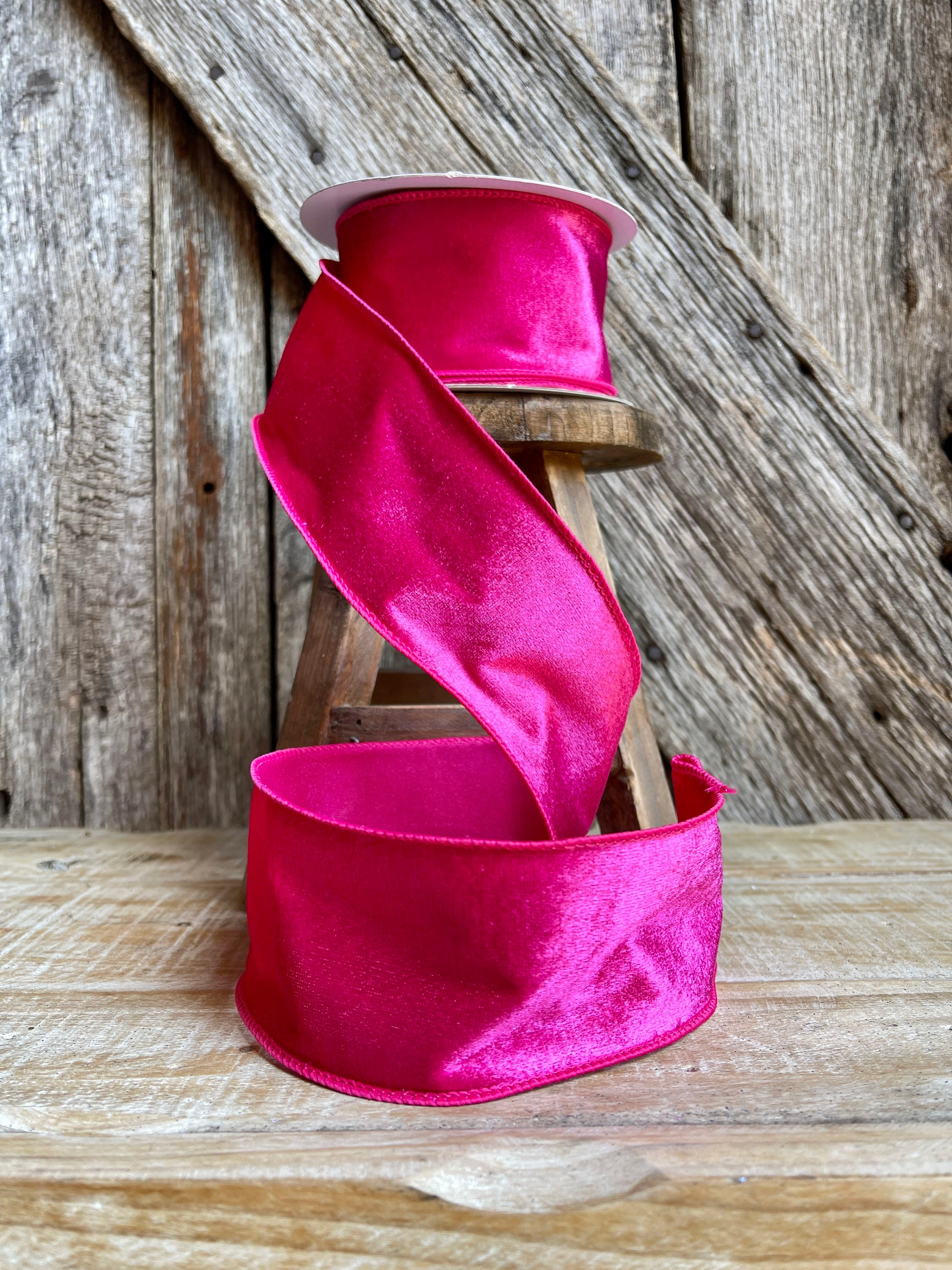 Pink Ribbon Decorations, Hot Pink Velvet Ribbon