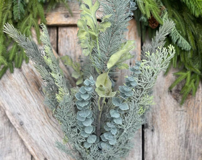 32" Mixed Pine Cypress Bundle, Christmas Greenery, Frosted Pine Cypress Bundle, Christmas Eucalyptus, 83944