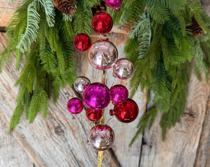 16" Pink Red Ball Spray, Ornament Ball Pick