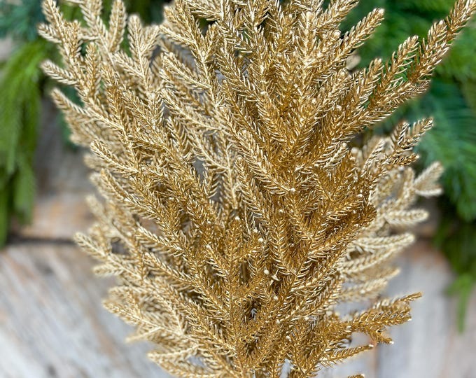 21" Gold Norfolk Pine Spray, Gold Christmas SPray, Christmas Tree Topper Spray, Gold Spray, Pine Spray, Artificial Greenery, 85266-GOLD