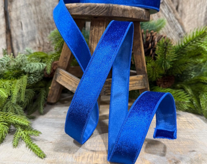 1" Royal Blue Velvet Ribbon, Farrisilk Ribbon, Silky Velvet Ribbon, RS293-26