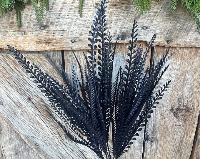 2-" Black Purple Beaded Grass Bush, Black Greenery Bush, Black Filler Bush, Halloween Floral, Black Artificial Greenery, 57314IRPU