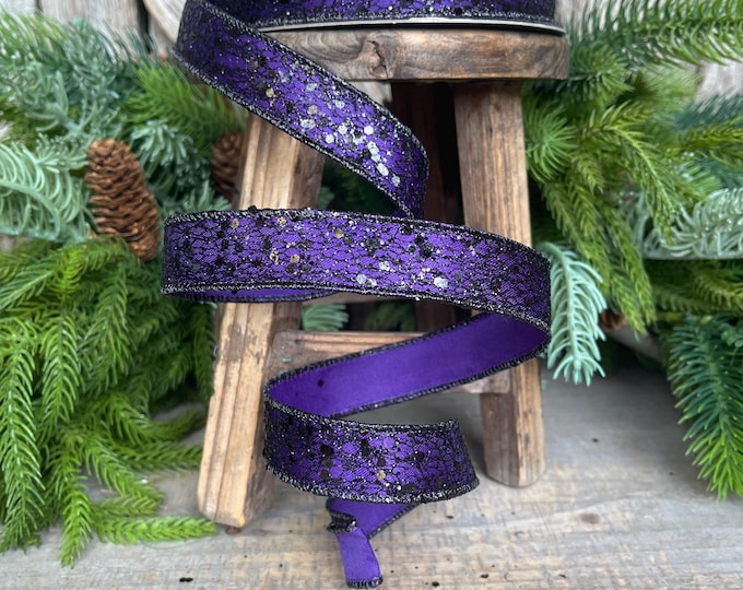 1" Purple Wicked Weave Ribbon, Farrisilk Ribbon, Halloween RIbbon, Purple Web Ribbon, Designer Ribbon, Wired RIbbon, RS256-86