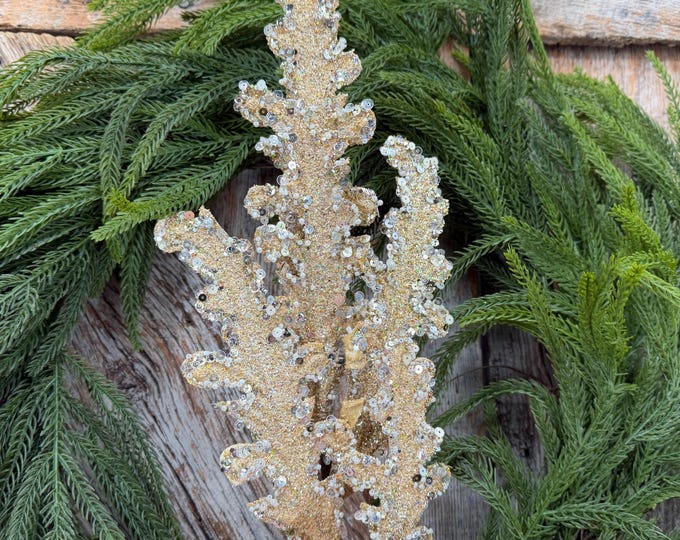 28" Gold Crystal Acanthus Christmas Spray, Farrisilk Tree Spray