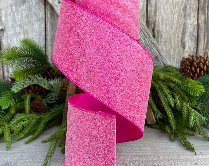 4" Hot Pink sugar candy ribbon, Farrisilk Ribbon, Wired Ribbon, Hot Pink Ribbon, Candy Theme, Christmas Ribbon, Candy Ribbon, Pink Sugar