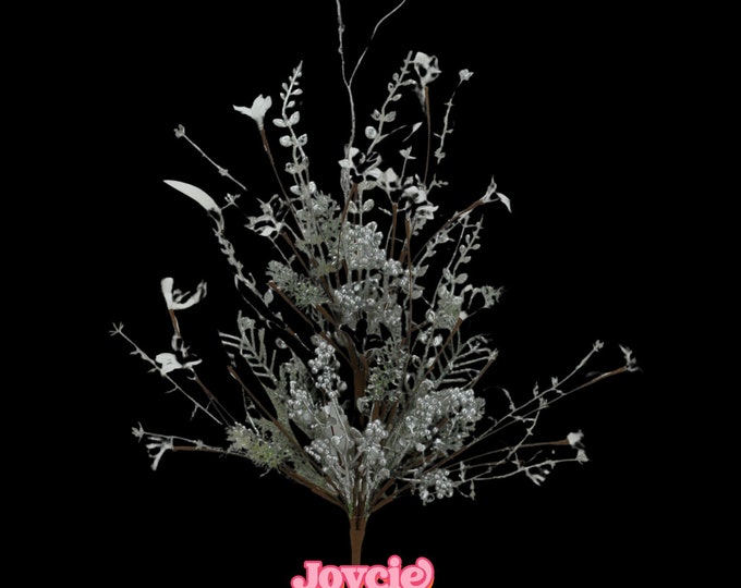 24" Silver Christmas Bush, Christmas 60919, Silver Filler Bush, Filler Bush, Metallic Silver Bush, 63526-SILVER