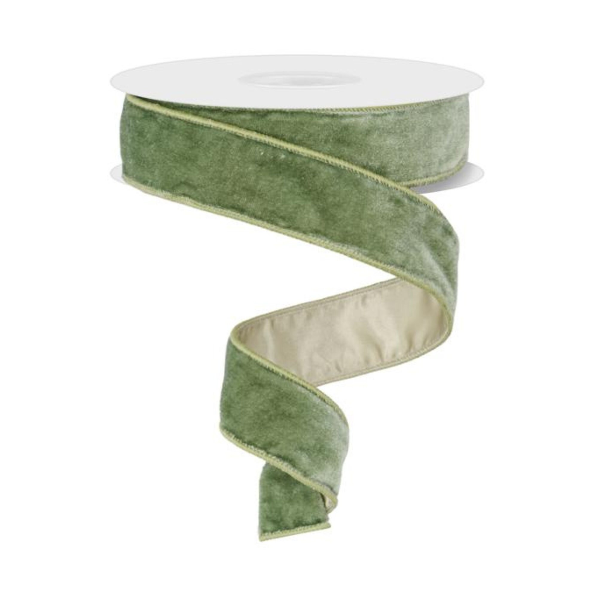 1.5 Sage Green Velvet, Wired Velvet RIbbon, Spring Velvet Ribbon, Sage ...