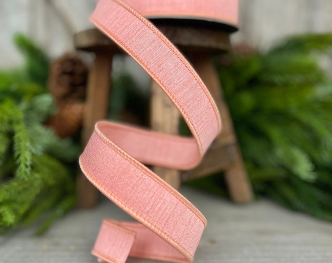 1” Coral Peach Dupion Ribbon, Farrisilk ribbon, wired ribbon, Spring Ribbon, Easter Ribbon, Coral ribbon, Peach Ribbon, RK608-73
