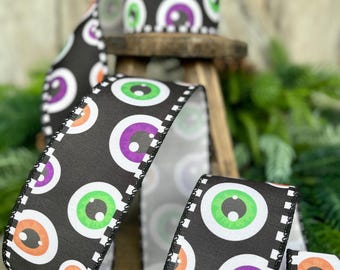 Eyeball Halloween Wired Ribbon - 2.5 inch x 10 Yards