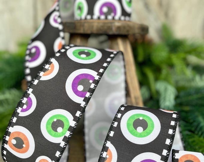 Eyeball Halloween Wired Ribbon - 2.5 inch x 10 Yards