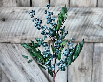 Blueberry spray, blueberry floral, blueberry pick, summer blueberry, floral stem, wreath supply, artificial bluebery floral stem, 62690BL