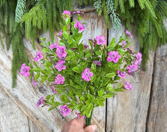 17" Purple Fuchsia Floral Bush, Floral Filler Greenery