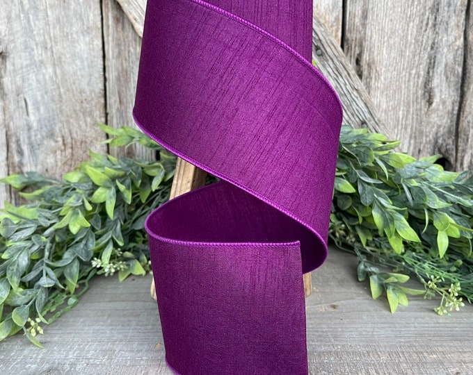 4” Purple Dupion Ribbon, Farrisilk ribbon, wired ribbon, Spring Ribbon, Halloween Ribbon, Purple ribbon, Narrow Ribbon, RK610-27