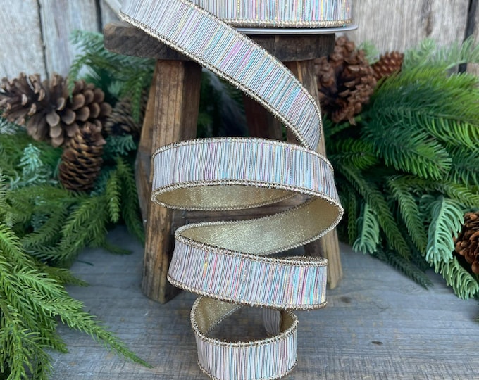 1" Tinsel Ribbon, Farrisilk Ribbon, Rainbow Ribbon, Colorful Ribbon, Christmas Ribbon, Christmas Tree Ribbon, Designer Ribbon, RC021-32