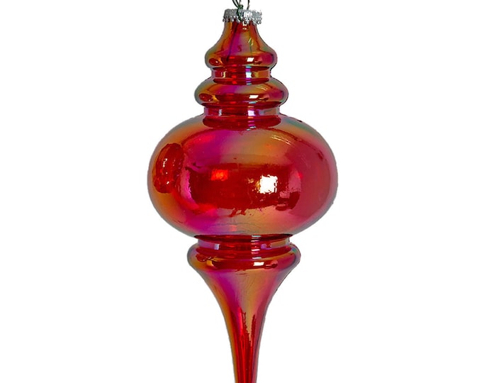 10" Plastic Red Iridescent Finial Ornament, White Ornaments, Finial Ornaments, Christmas Ornaments, Shatterproof