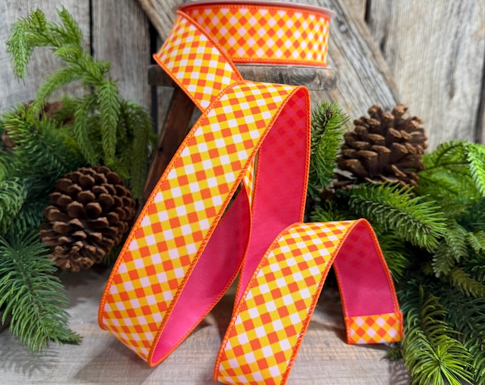 1.5" Halloween Ribbon, Hocus Pocus Plaid Ribbon, Farrisilk Ribbon, HR009-52