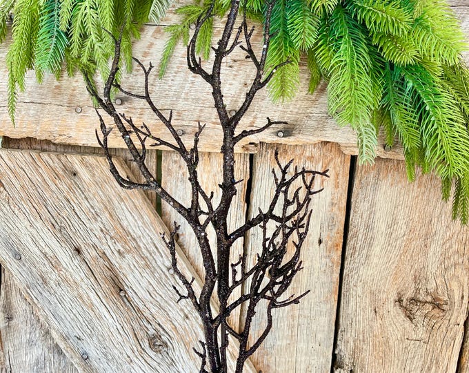 31" Black Glitter Twig Halloween Spray, Black Spray, Halloween Floral Stem, Halloween Spray, Picks and Stems, Black Glitter Spray, 57266BK