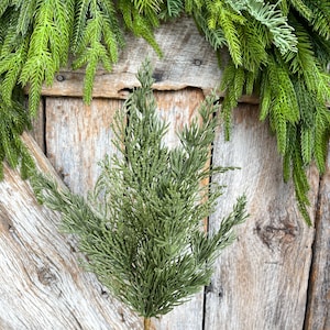 16" Cypress Pine Pick, Artificial Pine Spray, Christmas Greenery, Natural Touch Cypress Pick, Greenery