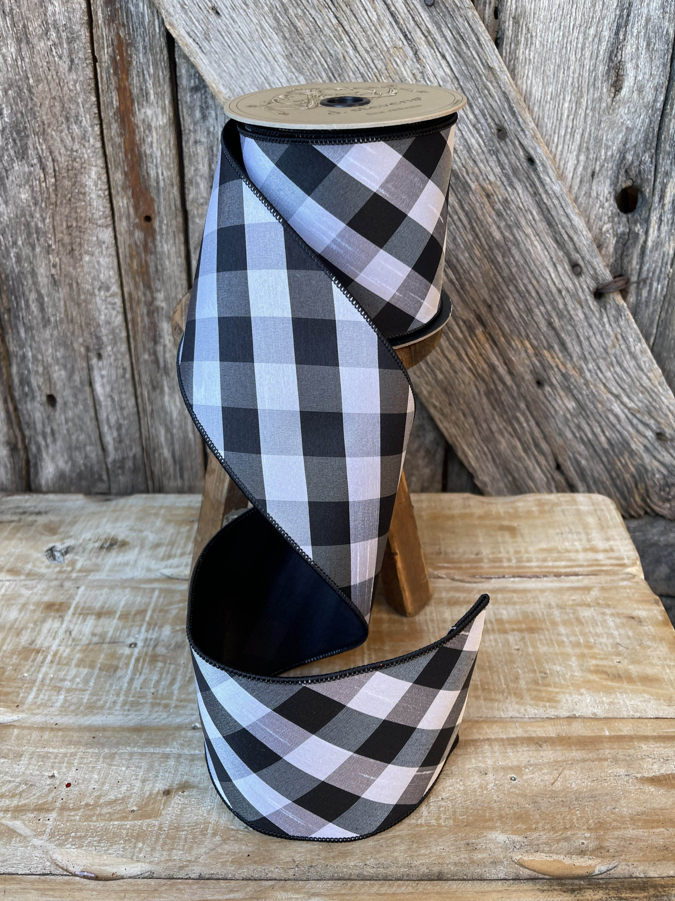 black and white plaid ribbon, luxury ribbon, plaid ribbon, black and ...