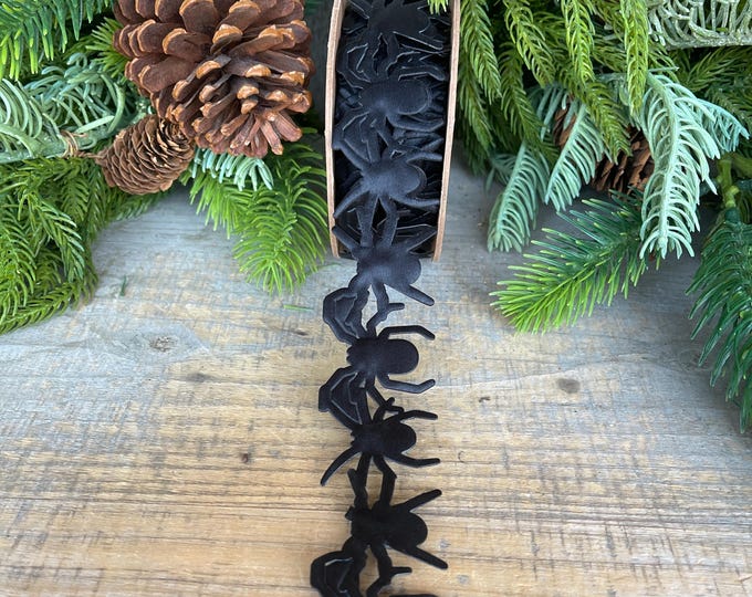 Black Spider Halloween Ribbon Trim - 1.5" x 10 Yards
