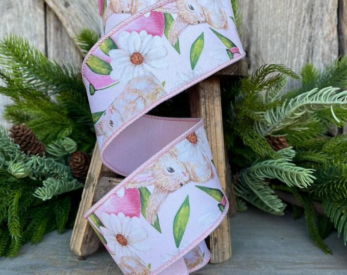 2.5" Easter Egg Hunt Ribbon, Farrisilk Ribbon, Wired Ribbon, Easter Bunny Ribbon, SR110-13